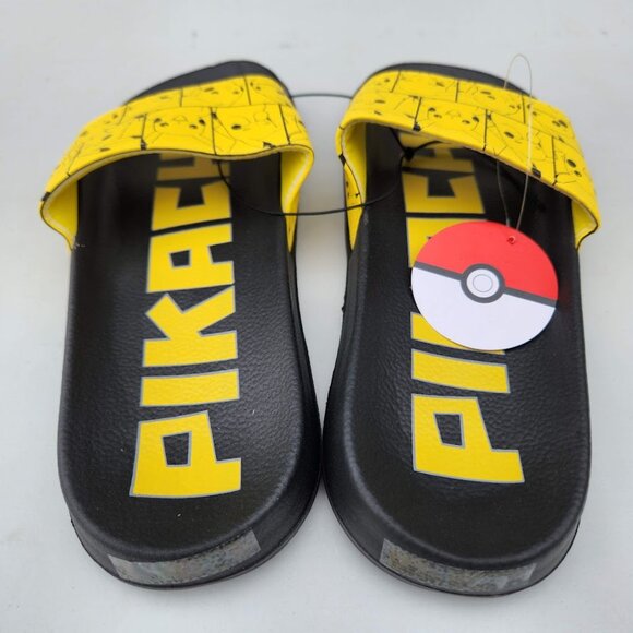 NEW Men's Size 7 Sandals Pikachu Pokemon Yellow Black Slip On Slides Pokémon NWT - Picture 4 of 10